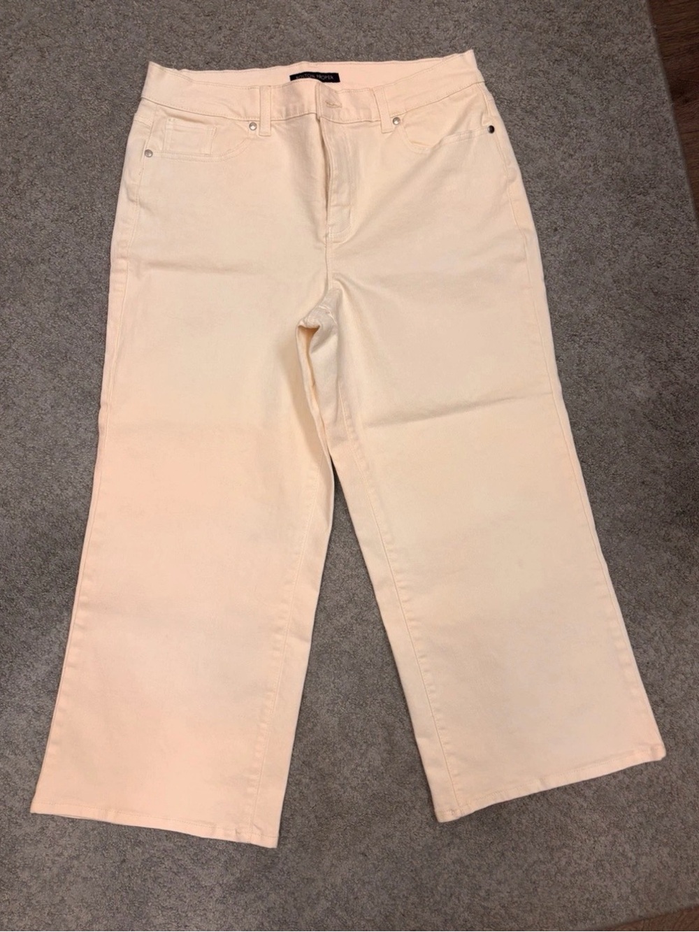 Boston Proper Women’s Wide-Leg Jeans in Light Cream